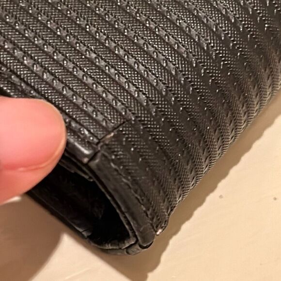 Bvlgari Foldover Long Wallet Black Textured Leather Multicompartment Travel - Picture 13 of 16